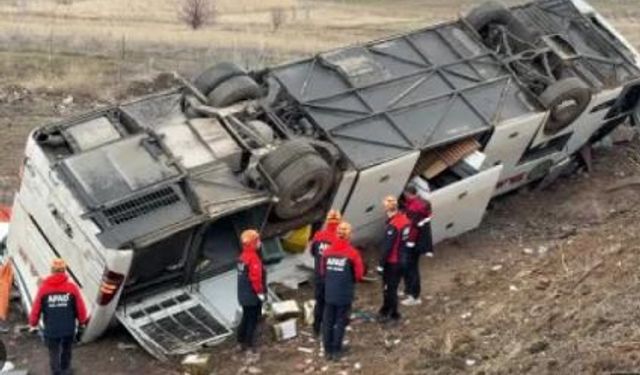 Yoldan çıkan otobüs tarlaya uçtu!